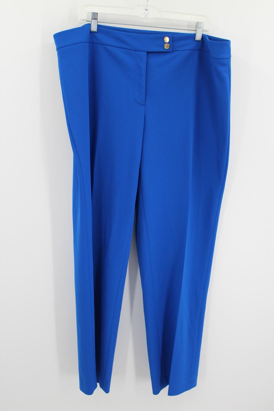 Calvin Klein Women's 16W Trouser Pants Royal Blue Straight Leg